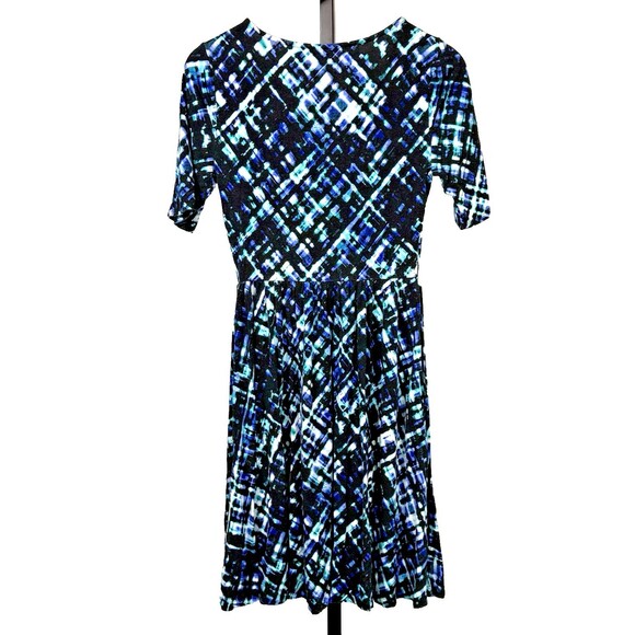 Apt. 9 Blue Dress Geometric XS Knee Length A-Line Pocket Stretch Bold Careercore - Picture 2 of 4